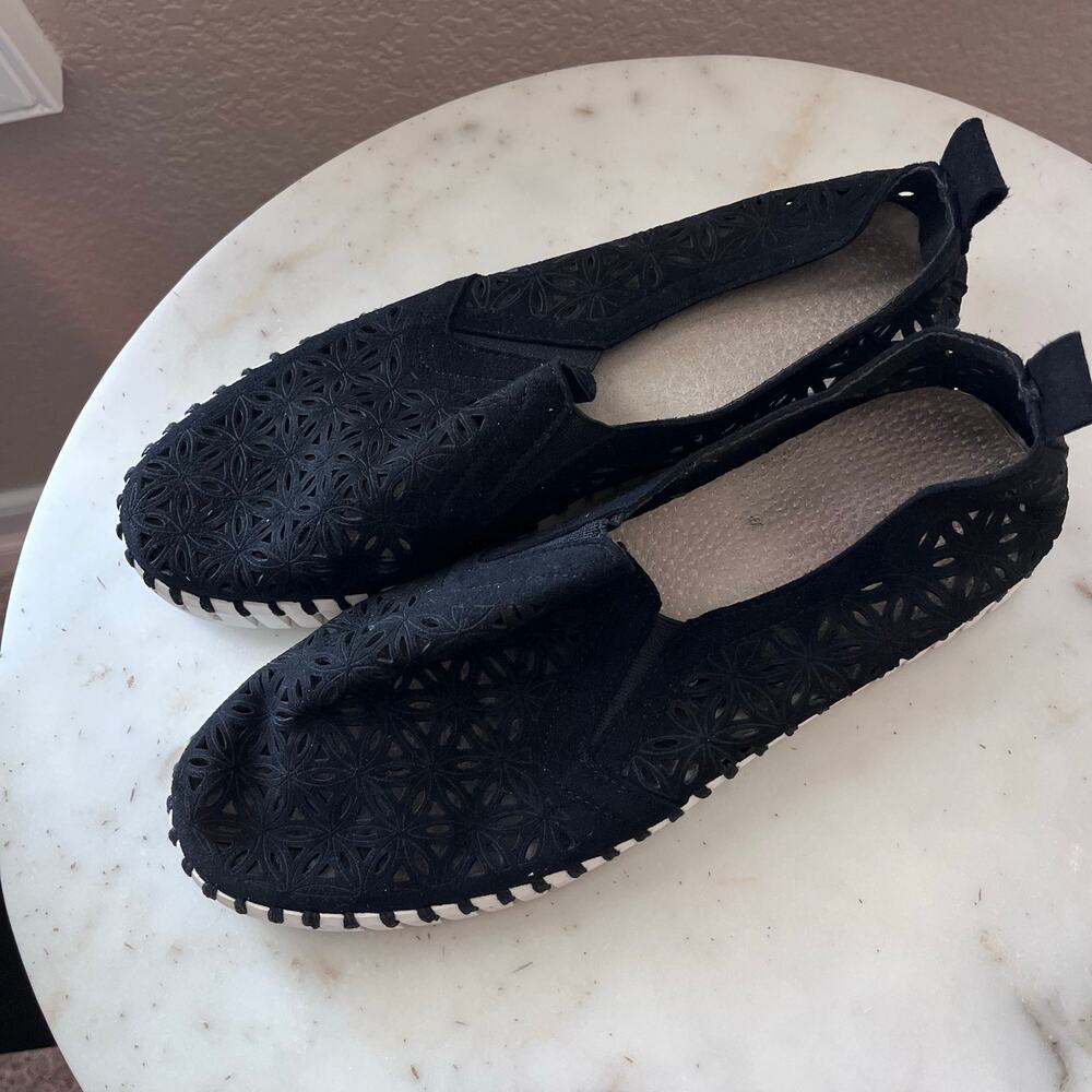 Ilse Jacobsen Women's Tulip Slip On Shoes 40 Black Loafer Comfort Laser Cut - Picture 6 of 8